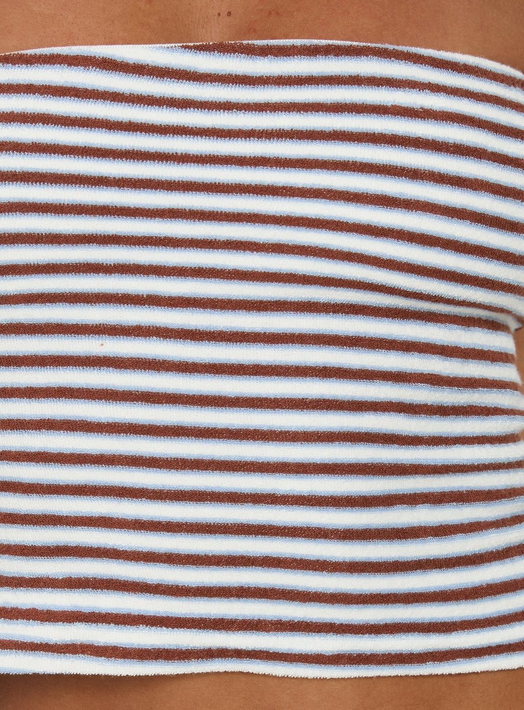 Wild Guess Strapless Top Brown / Blue Stripe