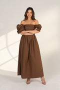 Dahlia Off Shoulder Puffed Sleeve Midi Dress