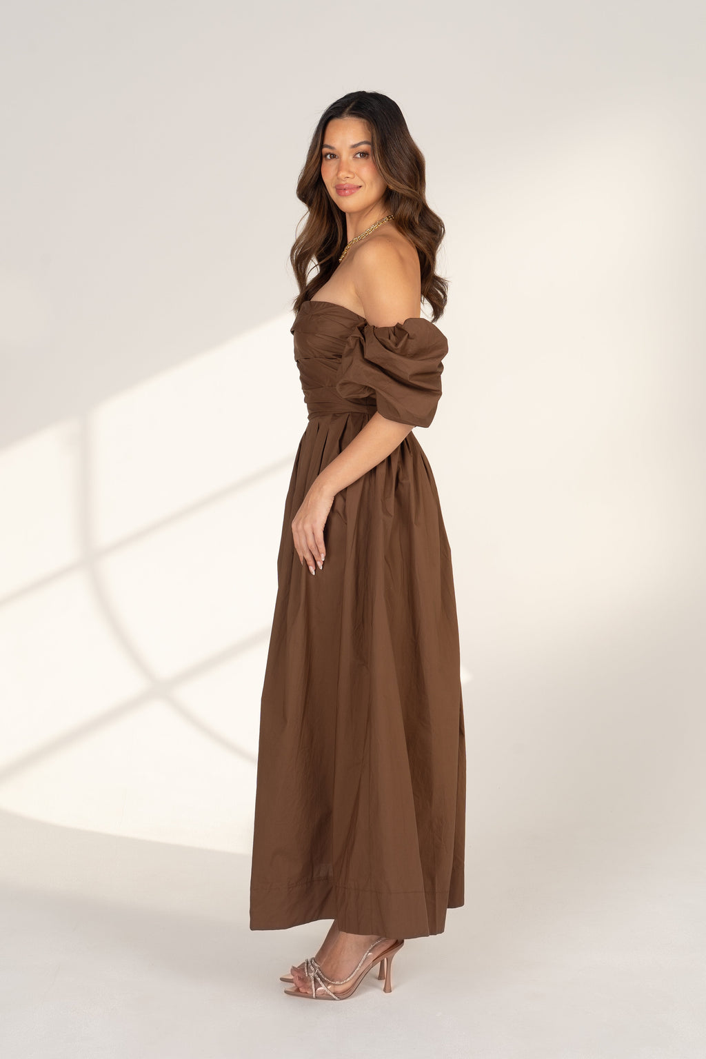 Dahlia Off Shoulder Puffed Sleeve Midi Dress