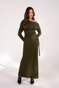 Indy Green Drop Shoulder Top & Wrap Maxi Skirt Set