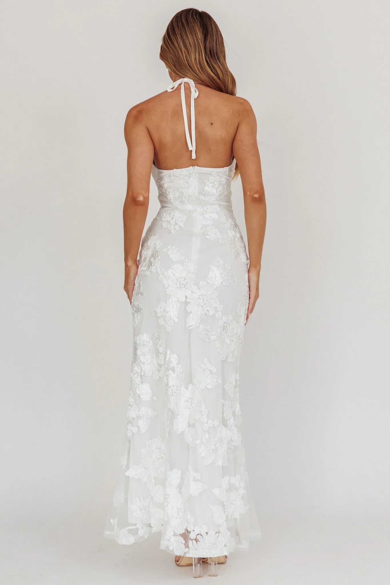Your Affections Rosette Ribbon Embellished Maxi Dress White