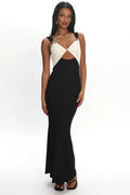 Freyja Contrast Maxi Dress Oyster/Black